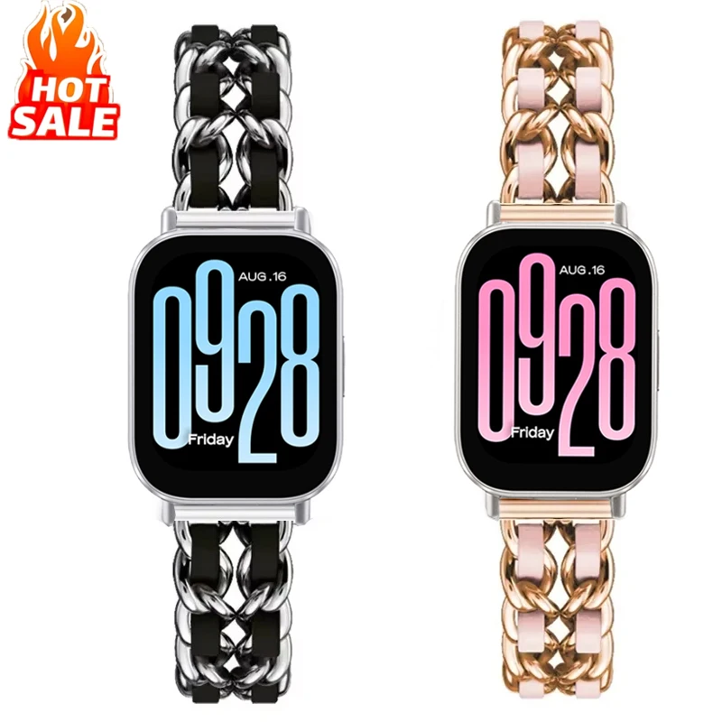 Luxury Leather and Metal Wristband Strap - 22mm Bracelet Accessory