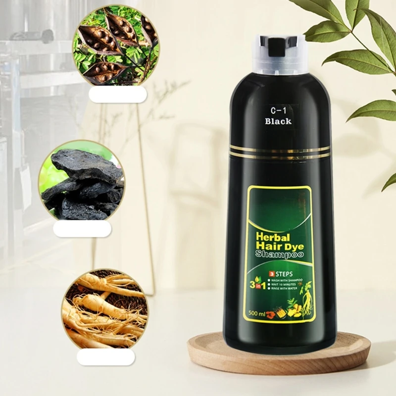 

Natural Black Hair Dye Product Shampoo Texture Long Lasting Black for Gray Hair