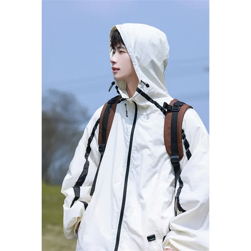 Hong Kong wind hooded design sunscreen clothing mens summer ins trend shoulder size slim trendy couple coat students