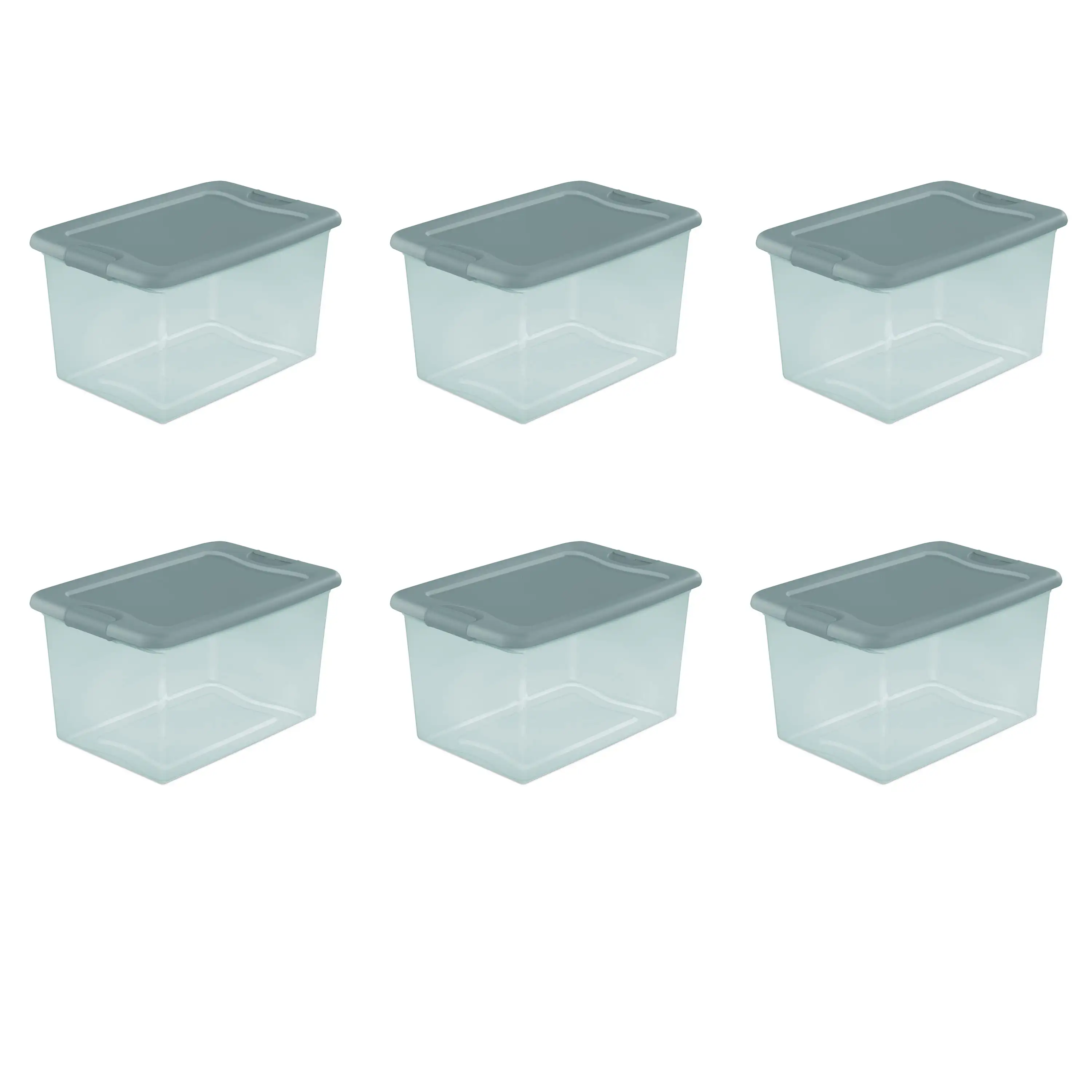 Storage 72 Quart Clear Plastic Latching Grey Lid Tote Set of 6 - AliExpress