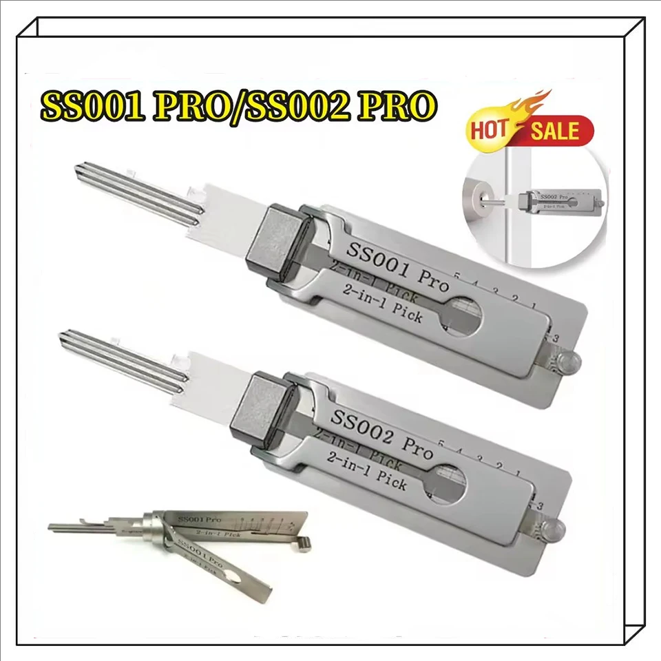 2 in 1 Stainless Steel Key Decoder Portable Precision Hook Hand ...