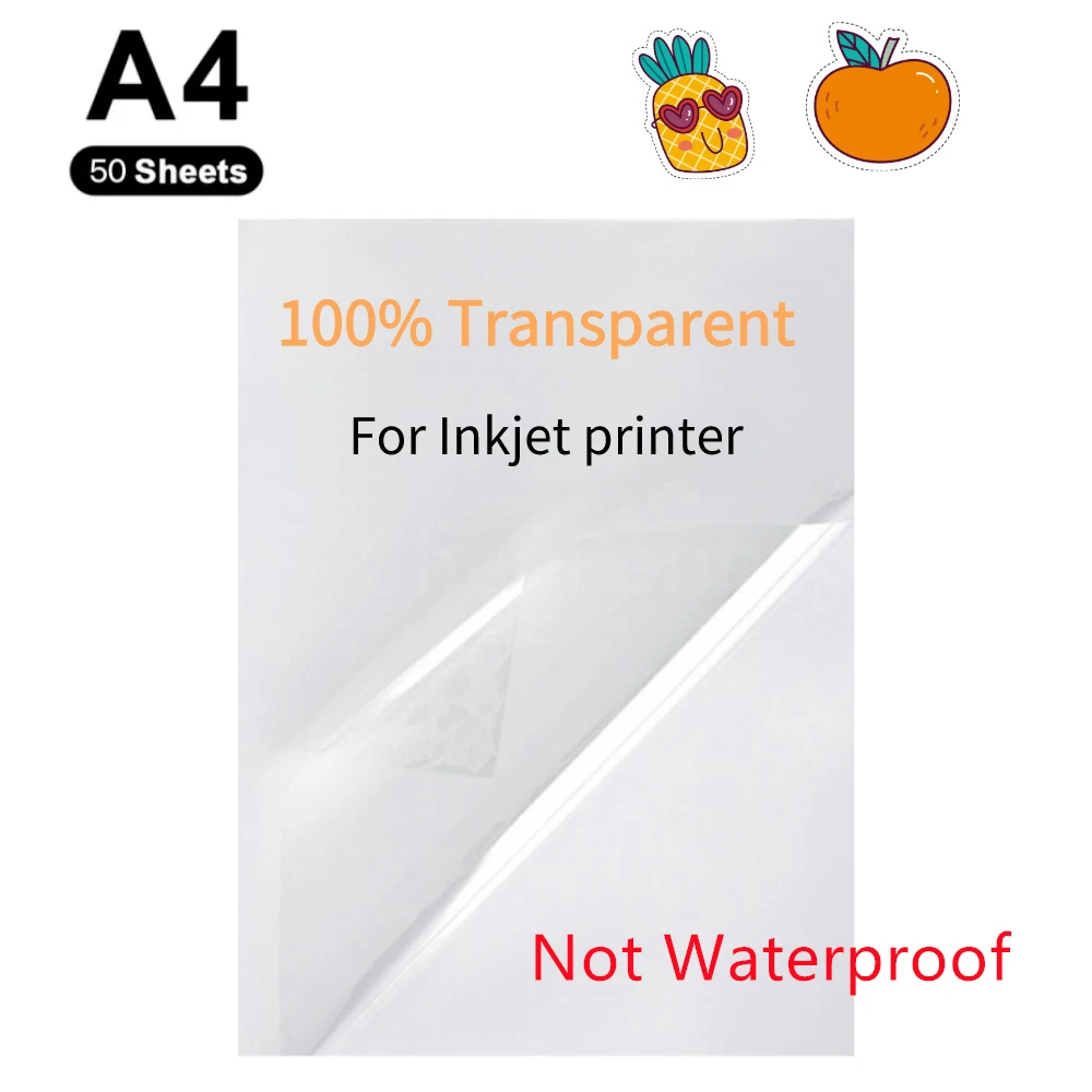 100% Transparentes Vinyl-Aufkleberpapier A4 Etiketten-Aufkleber Selbstklebendes Papier Bedruckbares Klares Aufkleberpapier für Tintenstrahl- und Laserdrucker – Detail 10