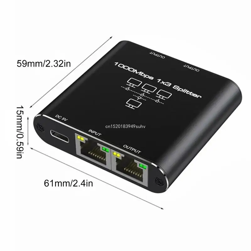 3 Port Gigabit Networking Splitter Hub, Fast Speed 1000Mbps Data Transfer Splitter for Computers and Gaming Consoles