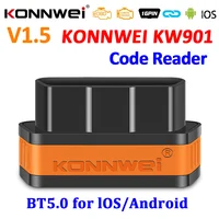 KONNWEI KW901 ELM327 V1.5 Bluetooth 5.0 OBD2 Scanner for Android/IOS OBD 2 Car Diagnostic Tool Code Reader pk Vgate ICAR2 ICAR 2 1