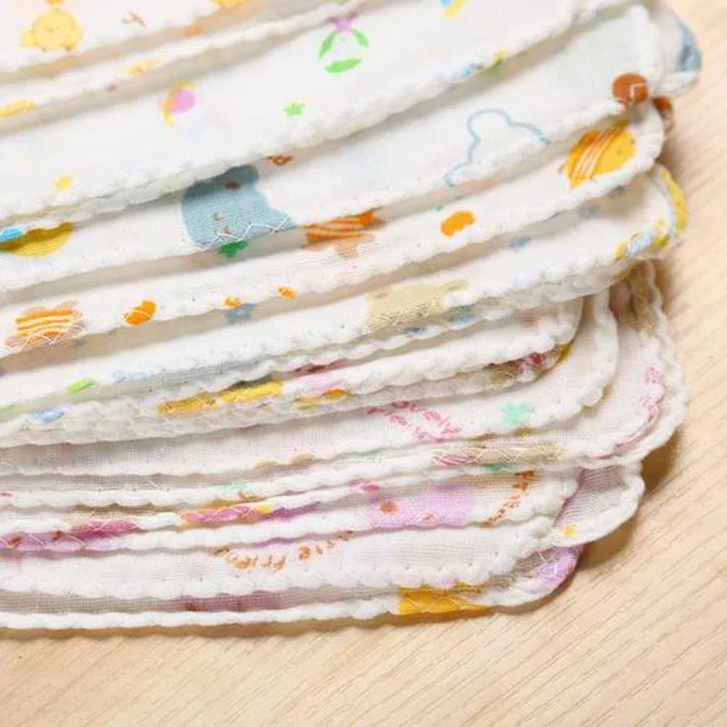 Baby Towel Muslin Feeding Towel 5PCS Baby Feeding Towel Teddy Bear Bunny Dot Chart Printed Children Small Handkerchief Gauze Nursing 20CM*20CM