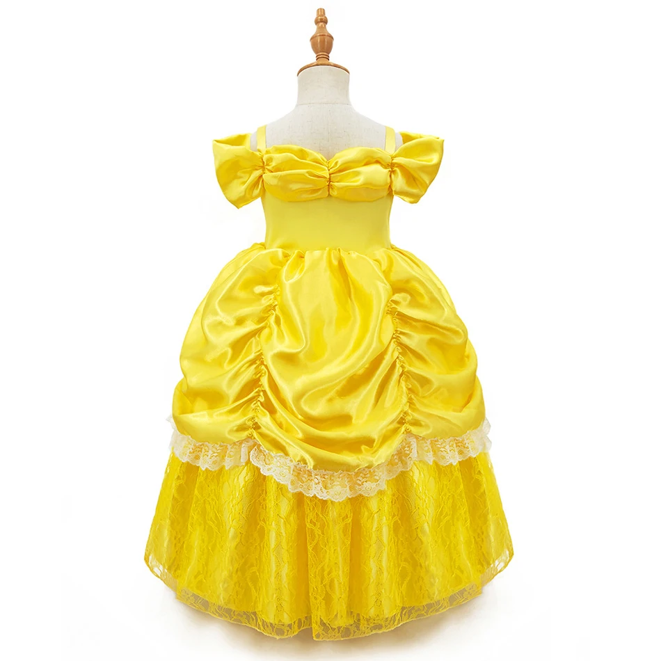 Girl Belle Dress Beauty Cosplay Costume Princess Deluxe Applique