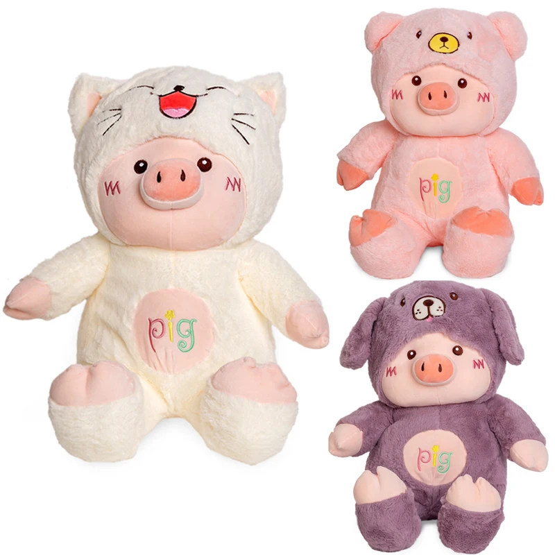 

30CM Lovely Pig Plush Toy Creative Cosplay Cat&Bear&Dog Doll Soft Stuffed Animals Toy for Children Baby Kawaii Birhtday Gift