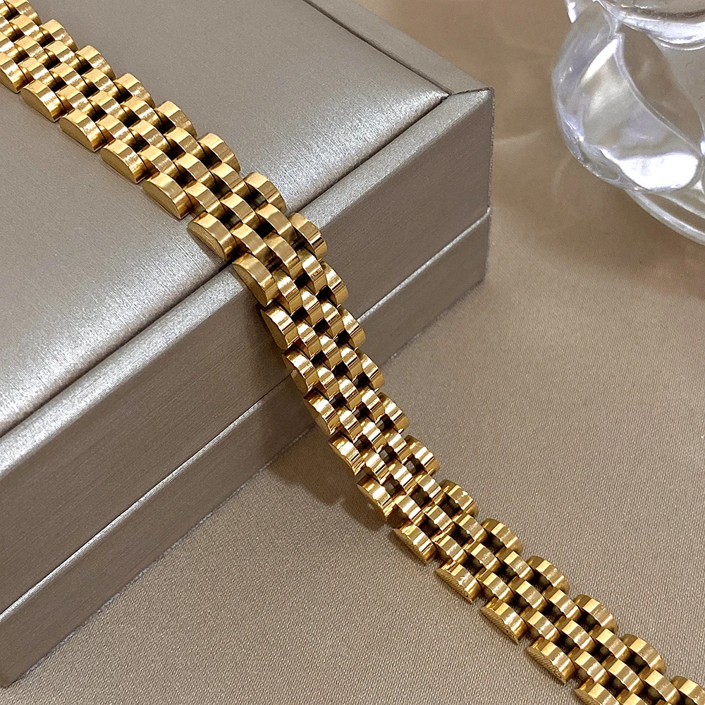 Beaded Men's Bracelet Greatera Five-layer 10mm Two Tone Stainless Steel Band Series Watch Chain Bangle Jewelry For Women