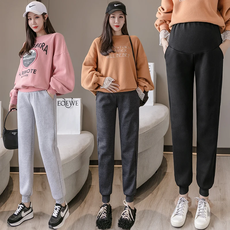 2025 Autumn New Slim Hem Plus Size Maternity Belly Pants Long Loose Pregnancy Sweatpants Pregnant Woman Casual Sports Trousers 2