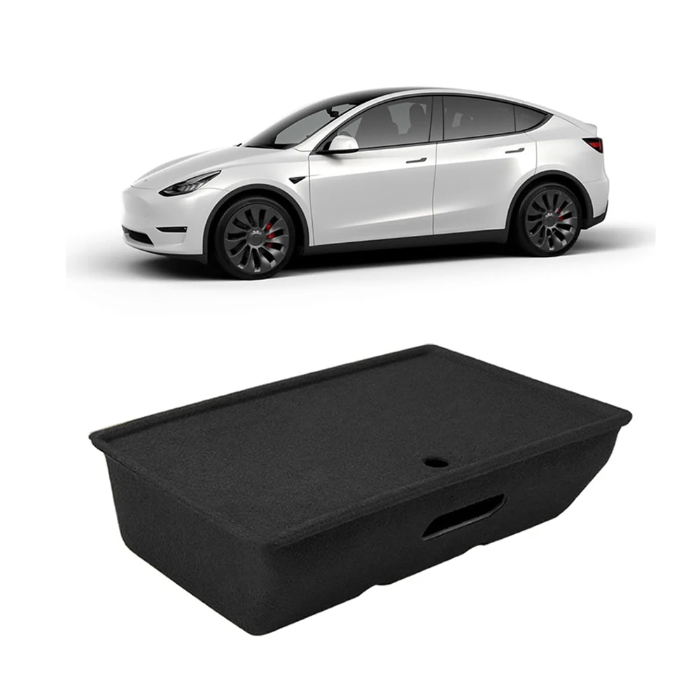 

1PCS Tesla Model Y 2023-2020 Under Seat Storage Box Organizer with Lid, Felt Texture Hidden Storage Tray Box Bins Fit Tesla Mode