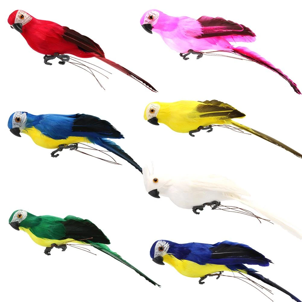 1PC Creative Handmade Foam Feather Artificial Parrot Imitation Bird Model Decoration Figurine for Home Garden Miniature Ornament