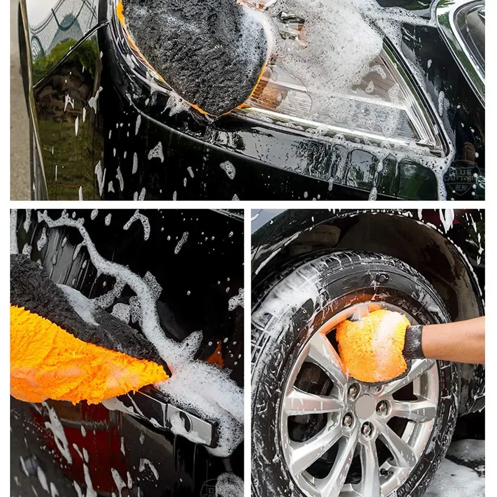 Car Washing Gloves Soft Microfiber Double-sided Coral Fleece Clean Glove Water Absorption Dust Auto Cleaning Accesorios car cleaning gloves,microfiber car mitt,microfiber cleaning gloves,microfiber washing gloves,microfiber gloves