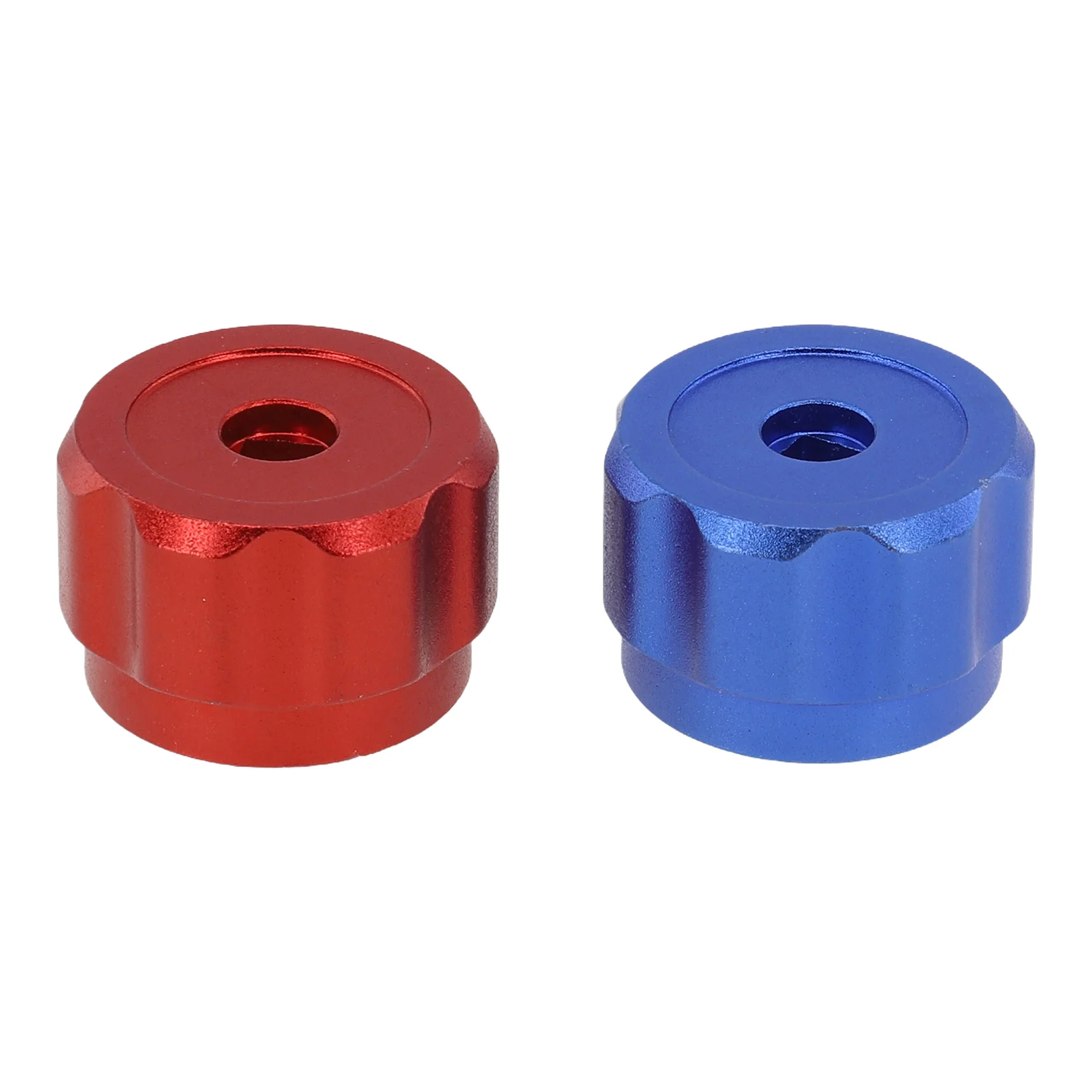 HVAC Gauge Knob Handle Aluminum Alloy Round Wheel Handle For Refrigeration Gauges – 34mm Diameter, 6.6mm Square Mount – Replacement Knob For HVAC Manifold & Outdoor Faucets (Red Blue
