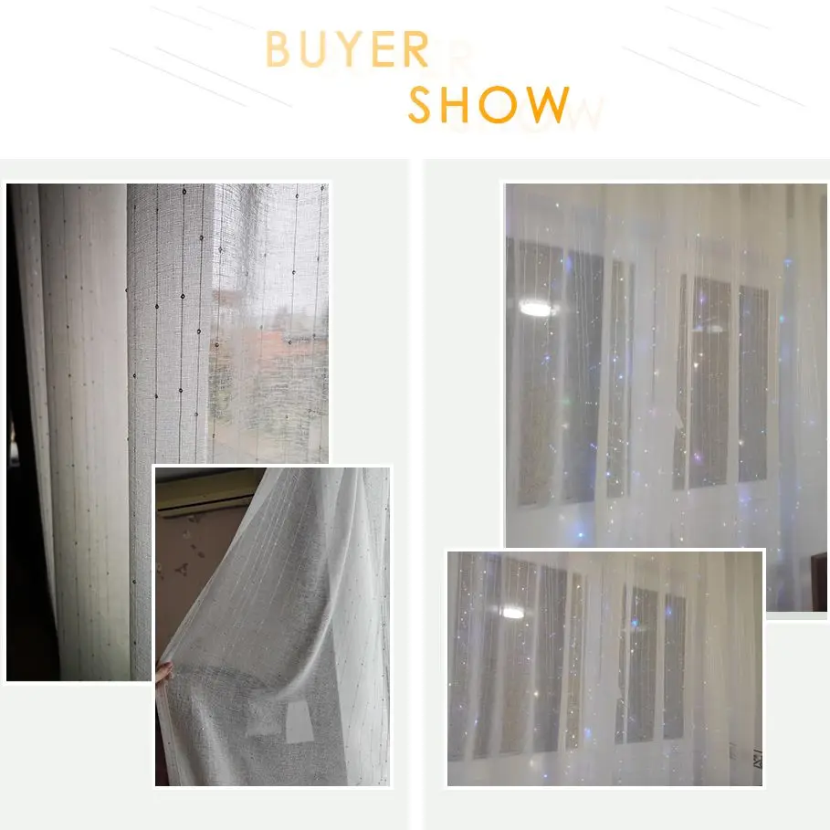 Modern White Sequin Tulle Sheer Curtain for Bedroom Living room Shiny Window Cortain Custom Size Voile Curtain Panel Drapes