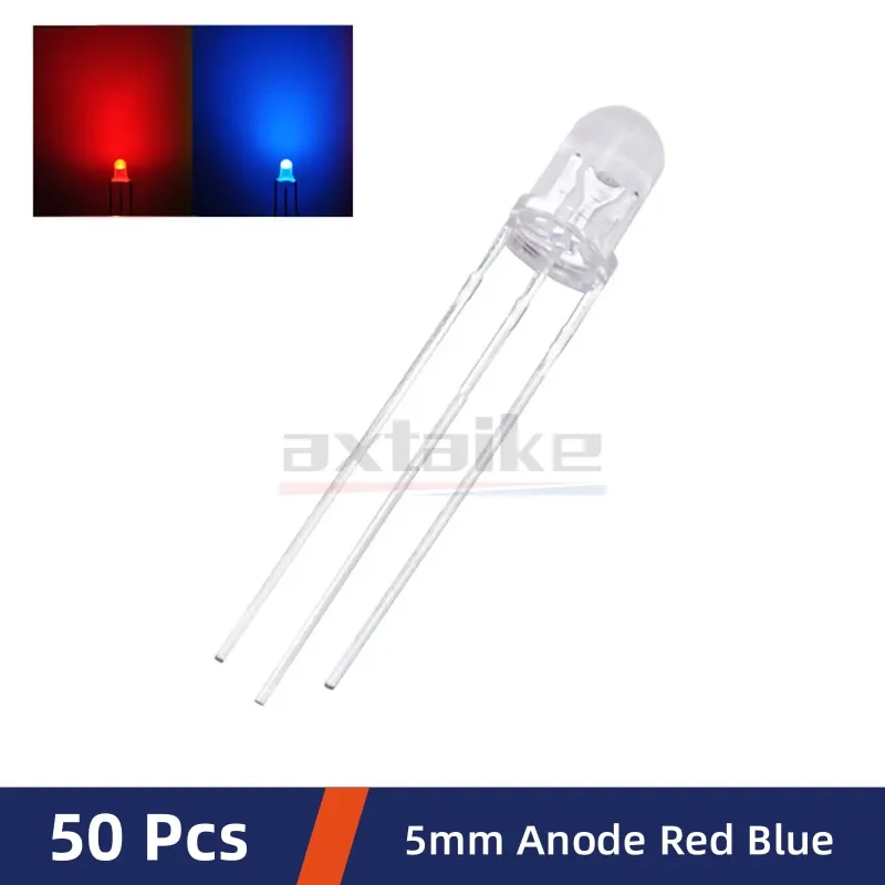 Vanfun Bi-colore LED Diodo 3-Pin 5mm Tuffo Rosso Verde Con Catodo - Foto 2