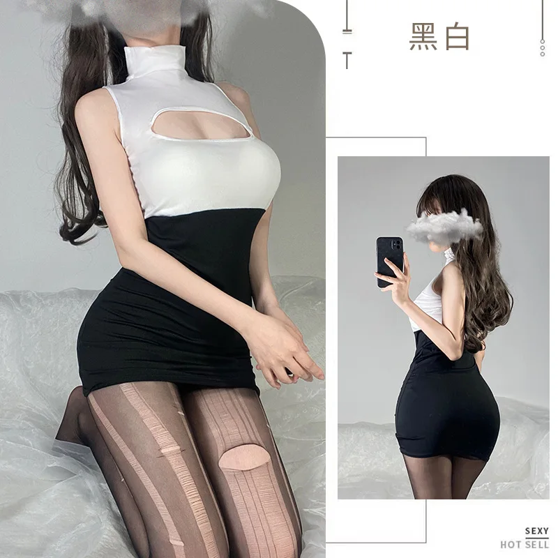 

Sexy underwear women feel temptation to leak breasts hot temptation package hip skirt professional secretary OL system clothing