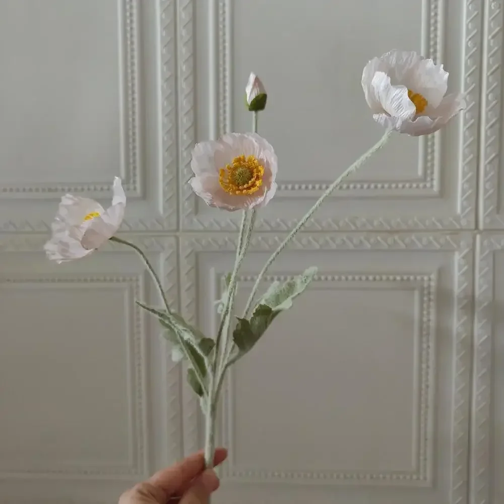 Fiori Di Papavero Artificiali In Seta 6 Steli - Realistici Per Centrotavola Matrimonio Casa Giardino Fai Da Te - Altezza 57,9 Cm