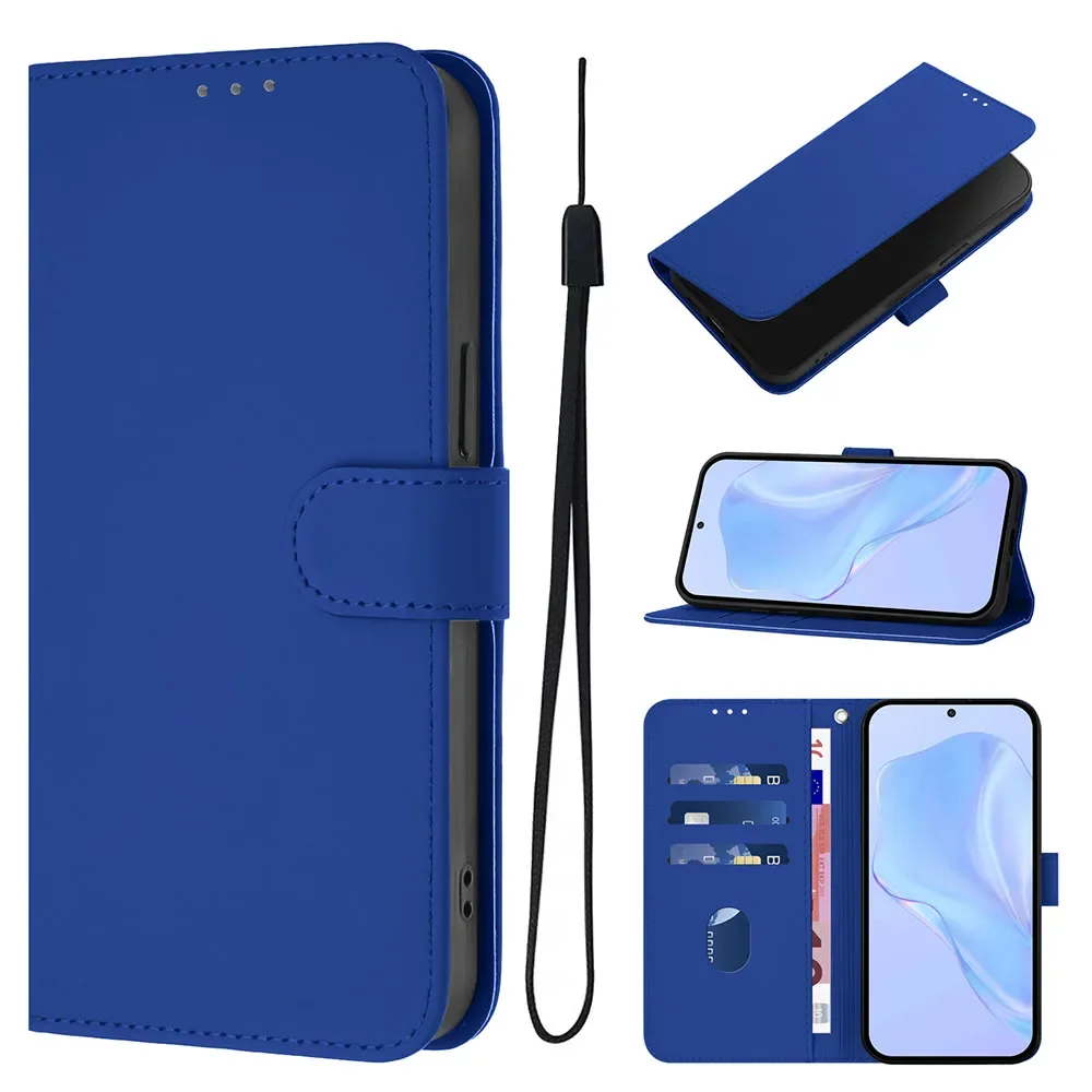 Classic Solid Color Leather Flip Wallet Stand Phone Cover Shell