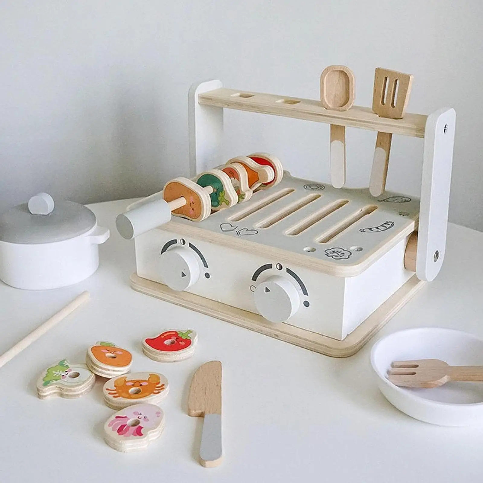 Wooden Play Kitchen Toy Creative Early Education Toys Kids Toy Grill Stovetop