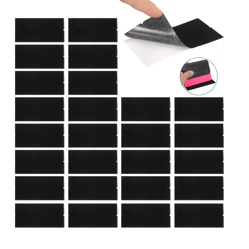 15pcs Vinyl Squeegee Fabric 4 Inch Pre-Cut Self-Adhesive Microfiber Replacement Felt Squeegee Application Tool 10x5cm