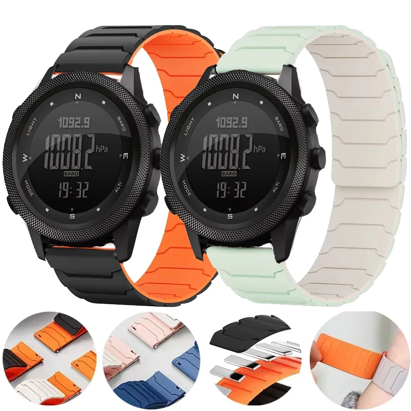 22mm Magnetic Silicone Strap For NORTH EDGE APACHE-46 Bracelet Sport ...