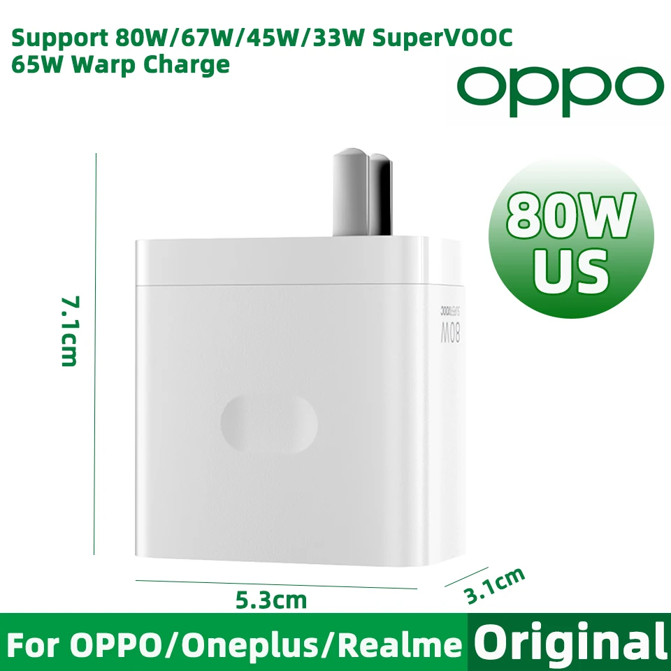 High-Power OPPO USB Charger with Supervooc Fast Charge Cable