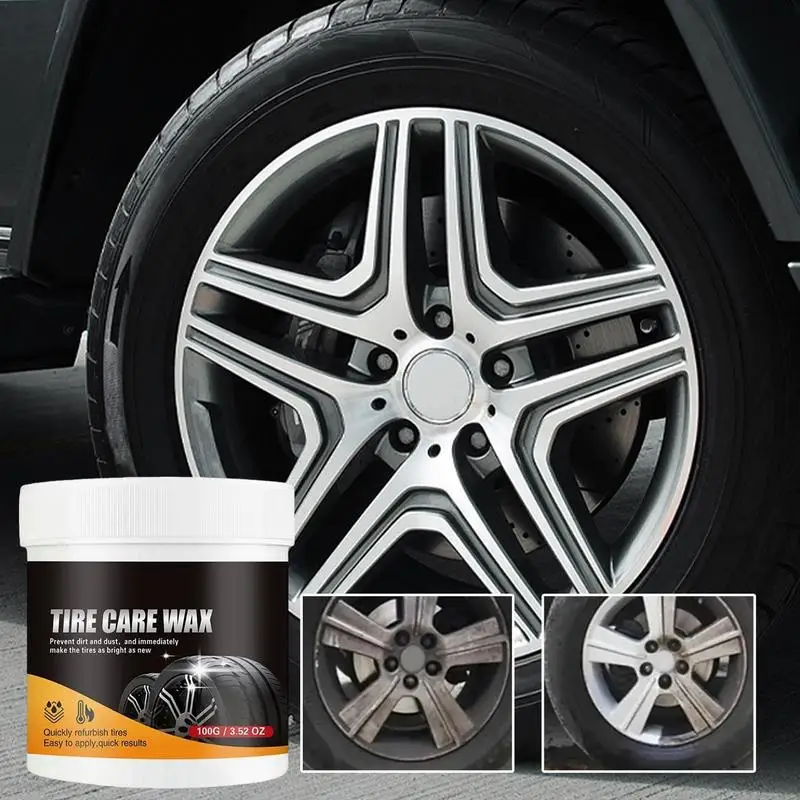 Car Tire Wax 100g Tire Degreasing Polish Protective Wheel Maintenance Wax Waterproof Brightener Long-Lasting For