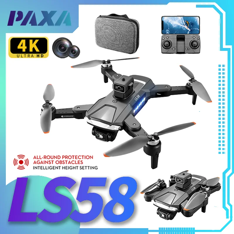 PAXA New LS58 4K Camera Drone FPV GPS 5G Professional Foldable Quadcopter With 1.2 KM Range Remote Control Helicopters Toy Gift