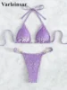 S - XL Sexy Mini Micro Thong Leopard Bikini Female Swimsuit Women Swimwear Two-piece Bikini set Bather Bathing Suit Swim V5207P