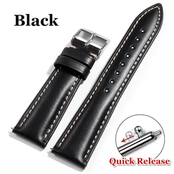Vintage Brown Oil Wax Leather Watch Strap with Pin Buckle - Head Layer Cowhide - 21mm (Black)