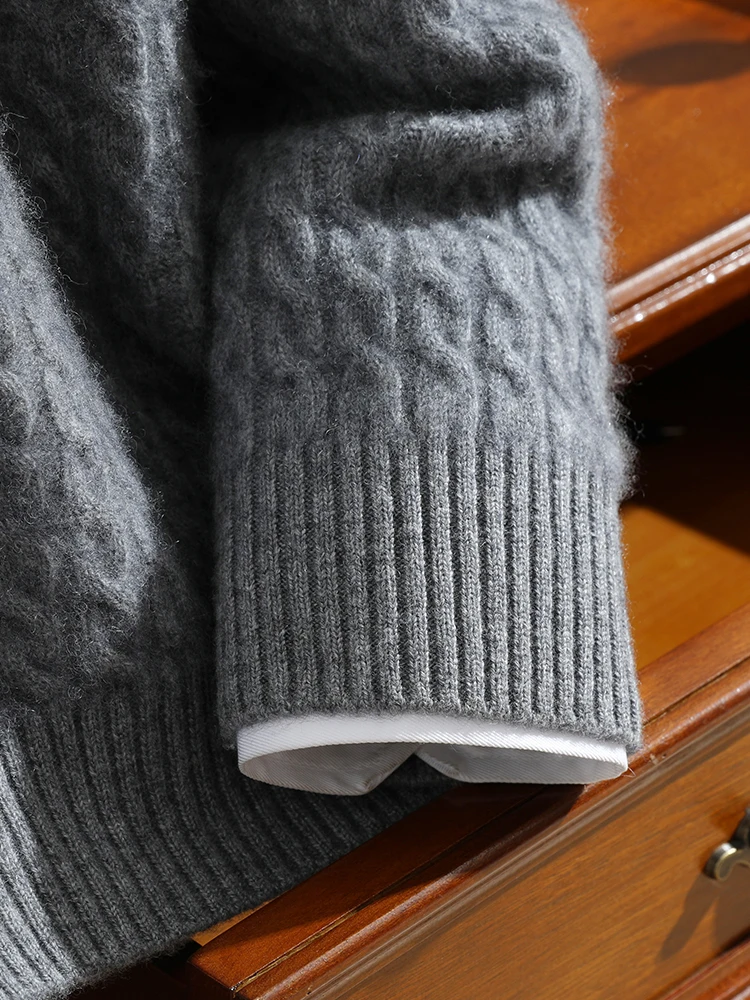 New Men's Sweater High-quality 100% Goat Cashmere V-Neck Pullovers Autumn Winter Thick Youth Jumper Men Large Size Knitwear Tops 6