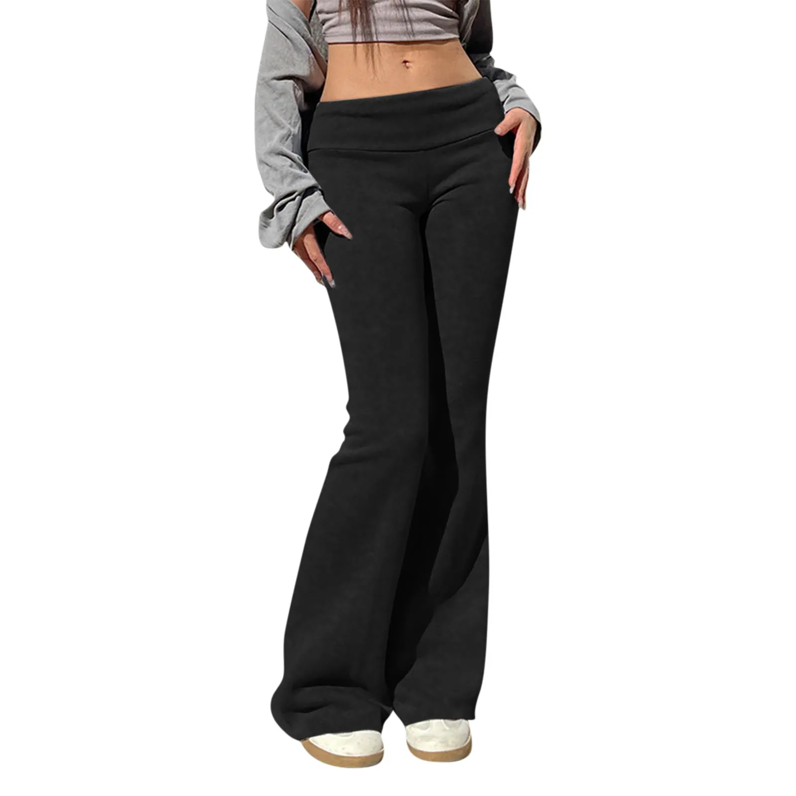 Women New Casual Pants Solid Color High Waist Sports Pants Fashion All-Match Street Flare Long Pants Pantalones De Mujer Y2k