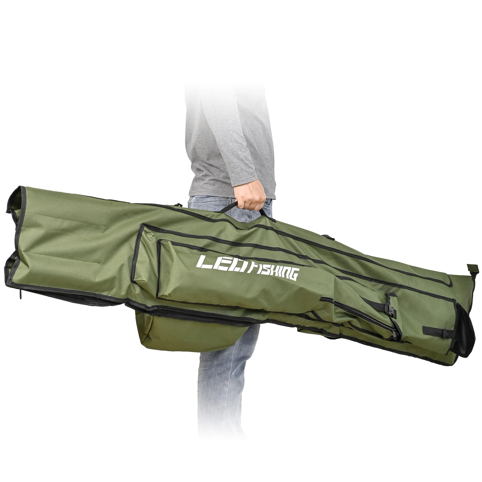 

Large Capacity Fishing Bags 1.75m/1.95m Fishing Rod Reel Bag Pole Reel Shoulder Storage Bag Portable Rod Tackle Tools Carrier
