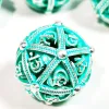 "Sharp Edge Zinc Alloy DnD Dice Set - 7 Piece Metal Hollow Blue Polyhedral Dice for RPG and Tabletop Games" 3