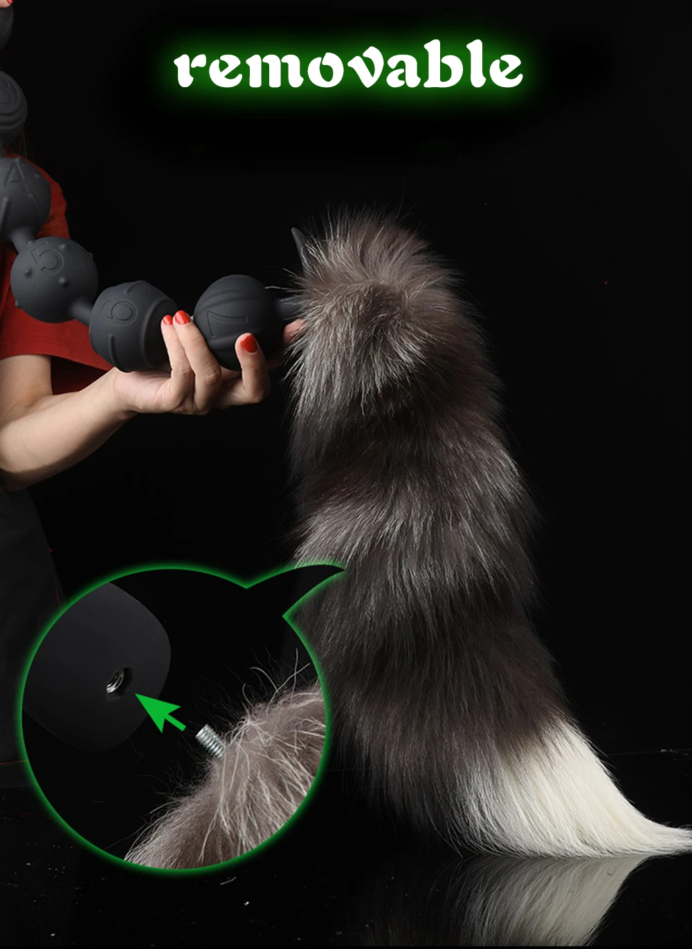 Dilatatore a sfera in silicone morbido anale per donne Coda di volpe Perline ano super lunghe Coda anale Gioco di ruolo Plug anale Mas_voghion.com