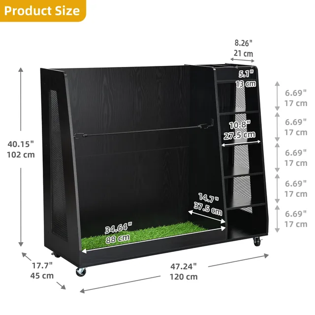 Wooden Large Golf Bag Storage Rack Holder for Garage Fit 3 Golf Bags Organizer 2