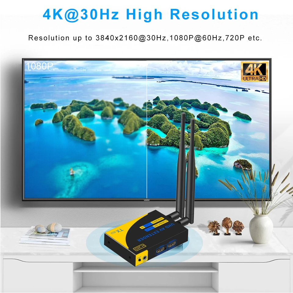 4K 30Hz HDMI Transmitter and Receiver 4K Wireless 5G 200M WIFI HDMI Extender RJ4
