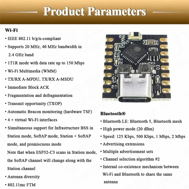 1-10 шт. ESP32-C3 макетная плата ESP32 SuperMini макетная плата ESP32 макетная плата WiFi Bluetooth для Arduino 4