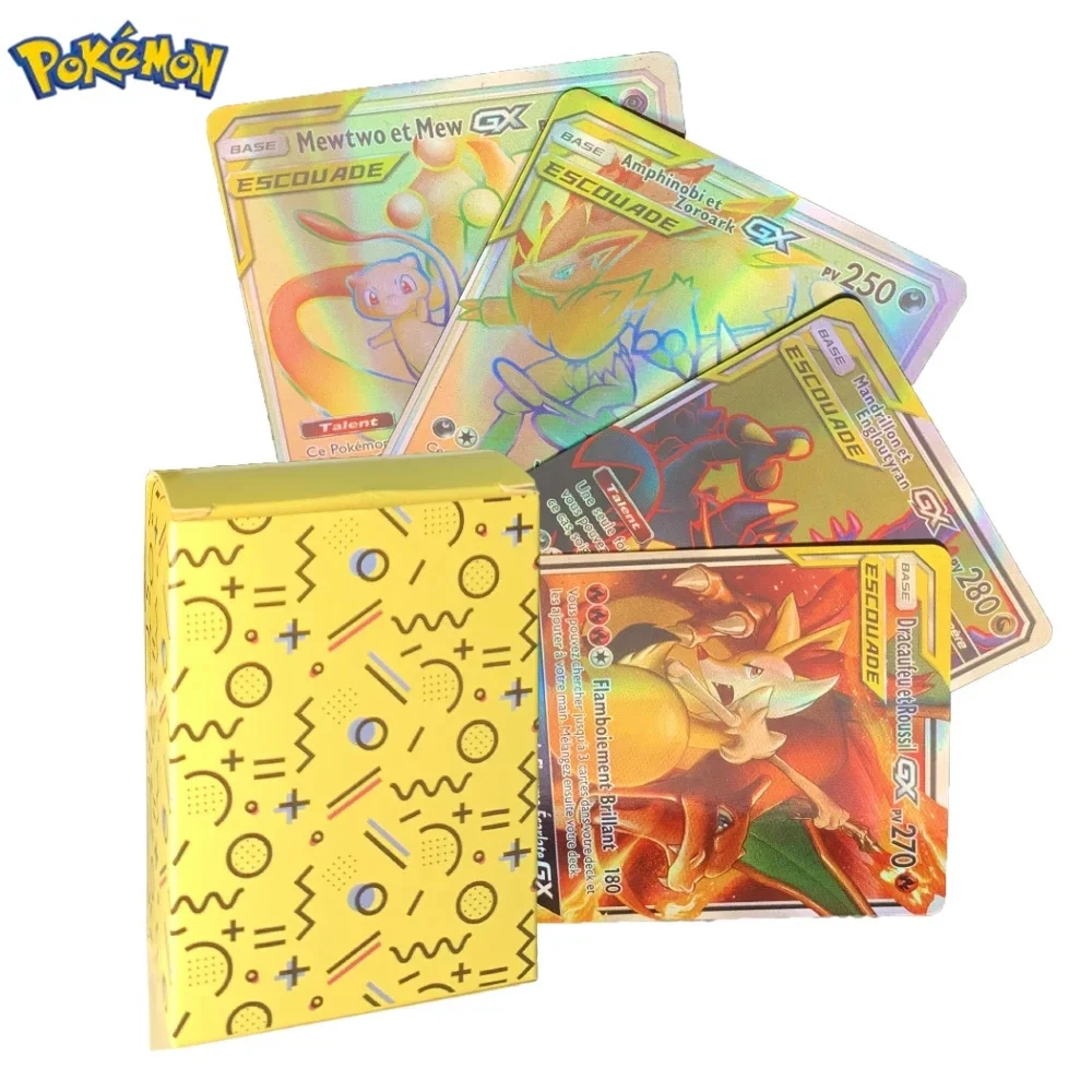 

New 2024 100pcs Pokemon Full Flash Card EX Vstar V French Shiny Card TAG TEAM Games Trading Battle Collectible Cards Toys Gifts