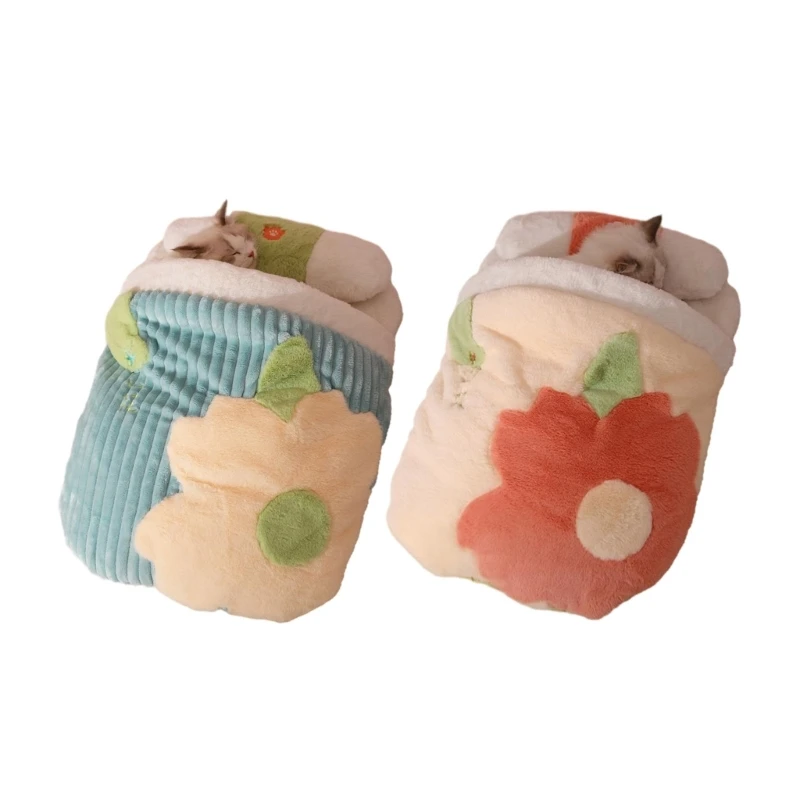 

Зимняя кровать для домашних животных, мягкая плюшевая подушка для кошачьего гнезда, коврик для отдыха в кошачьем домике, теплый