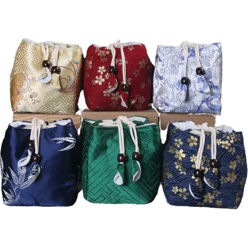 Tea Ceremony Utensils Cloth Bag, Travel Tea Set Storage Bag, Teacup Teapot Packing, Fabric Drawstring Bag tea storage bags