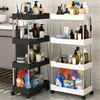 3/4 Tier Rolling Storage Cart Mobile Gap Storage Rack Multi-purpose Utility Cart Kitchen Organizer Shelf Bathroom Storage Rack 1
