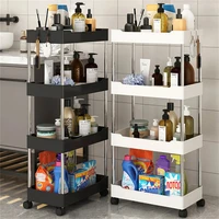 3/4 Tier Rolling Storage Cart Mobile Gap Storage Rack Multi-purpose Utility Cart Kitchen Organizer Shelf Bathroom Storage Rack 1