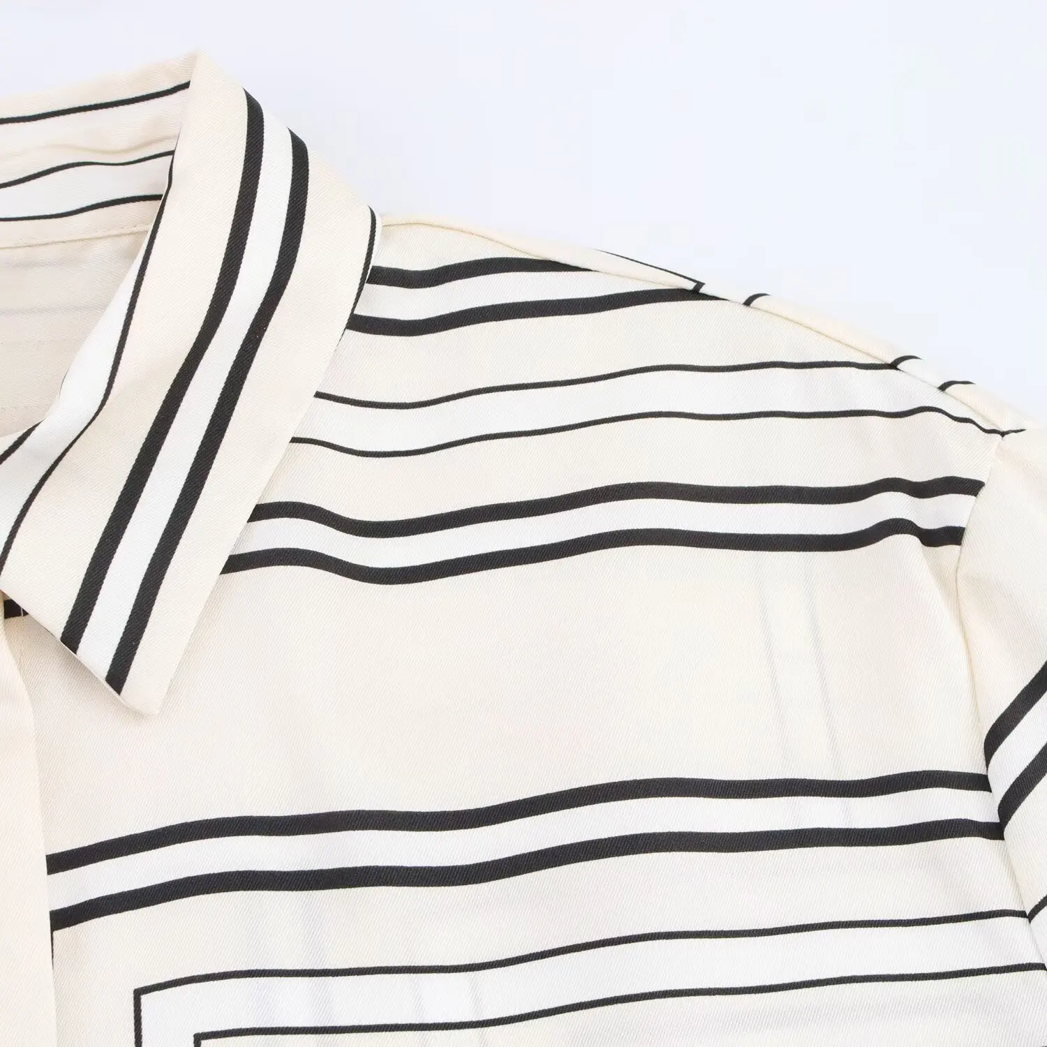 TRAFZA 2025 Women Trouser Suit Turn-down Collar Long Sleeve Single-breasted Slim Print Shirt+High Waist Zipper Loose Long Pants image