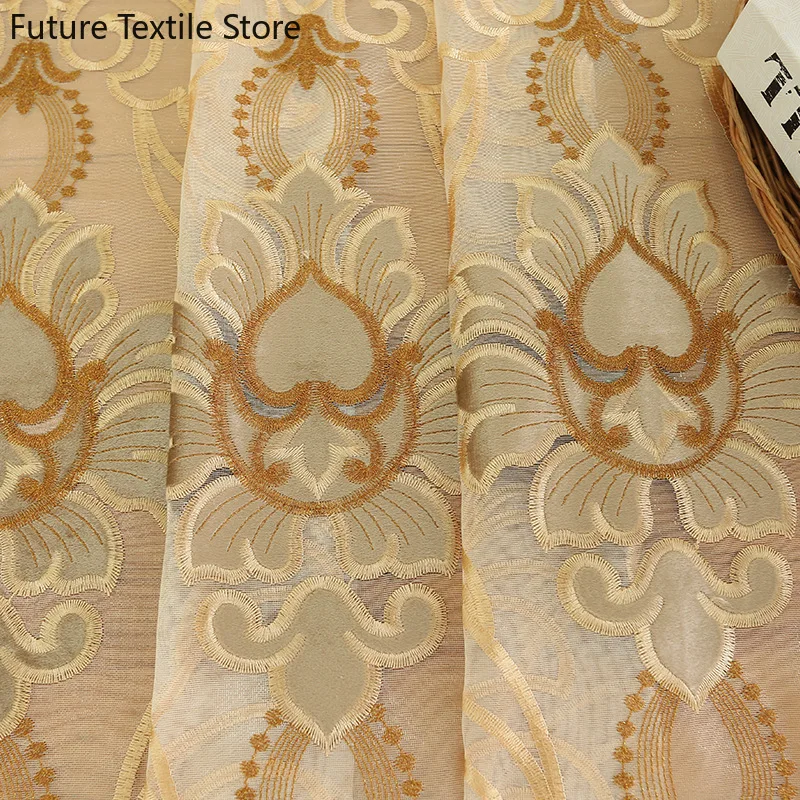 European-style High-end Curtains for Living Room Bedroom Embroidered Blackout Curtains Home Custom Finished Partition Curtains 