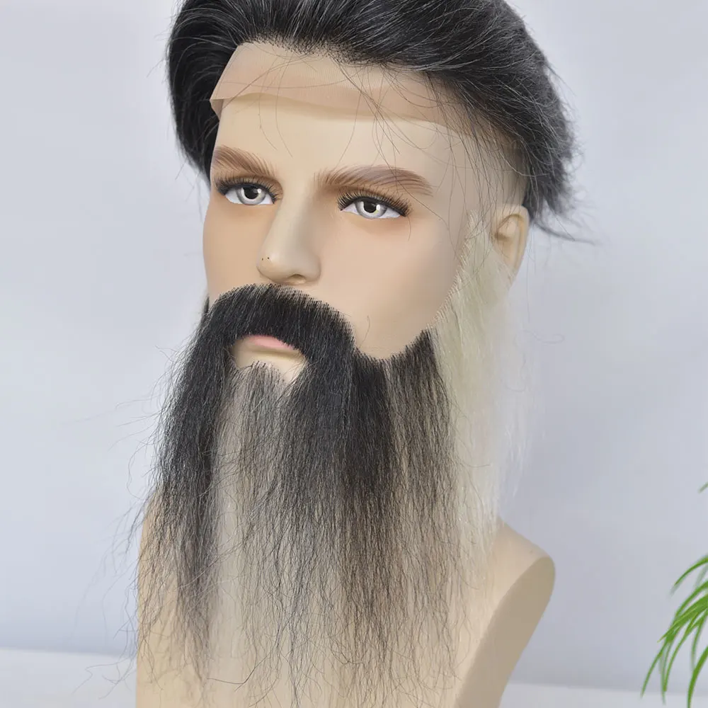 Fake Beard Human Hair Full Hand Tied Facial Hair False Beard Lace Invisible Face Mustache for Party Makeup Cosplay Costume Party 5
