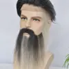 Fake Beard Human Hair Full Hand Tied Facial Hair False Beard Lace Invisible Face Mustache for Party Makeup Cosplay Costume Party 5