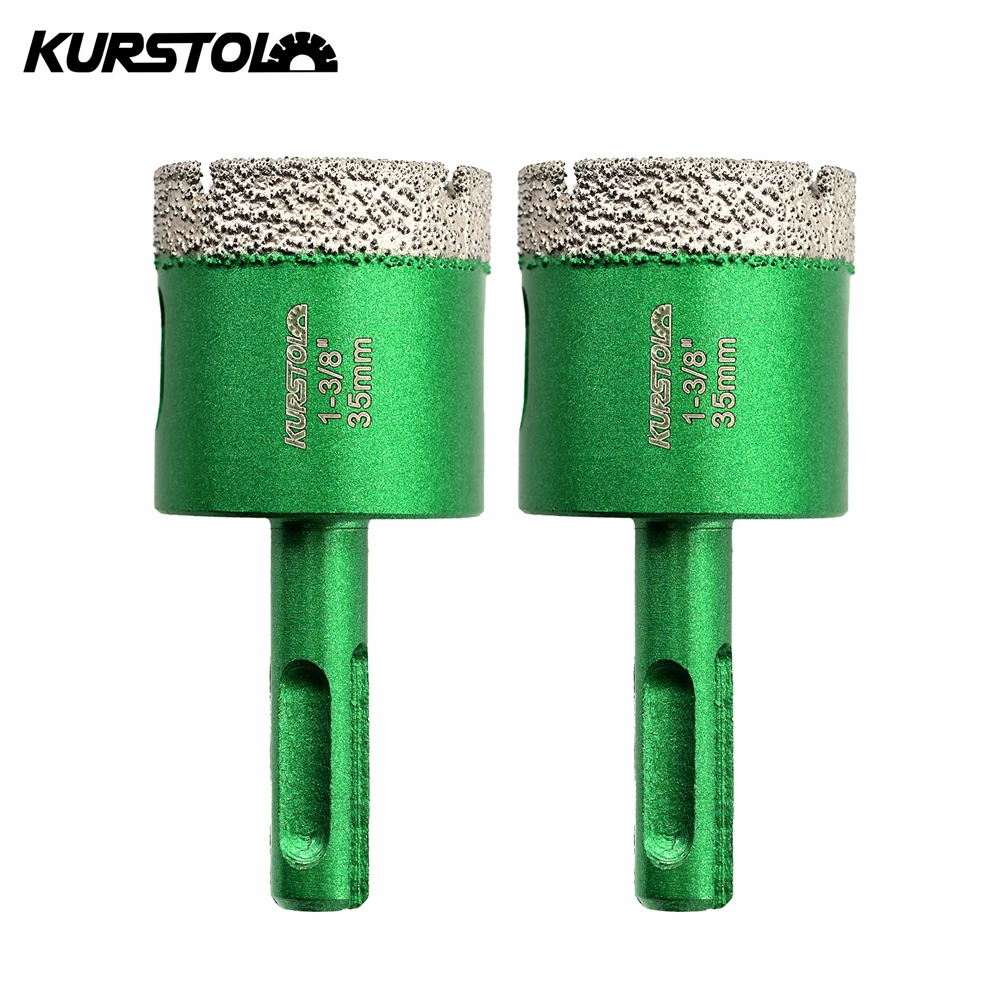 KURSTOL Diamond Tile Drilling Bit 2pcs 35mm SDS PLUS Shank Marble Granite Porcelain Stoneware Ceramic Hole Saw Core Drill Bit kurstol diamond milling bits 1 2pcs 25mm hex shank granite ceramic marble porcelain enlarge hole slot tile milling finger bit