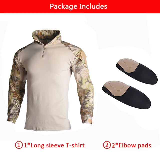 Airsoft Paintball Clothing T-shirt Outdoor &Pants with Pad Men Military Shooting Uniform Tactical Combat shirt camo Army Uniform Desert Python