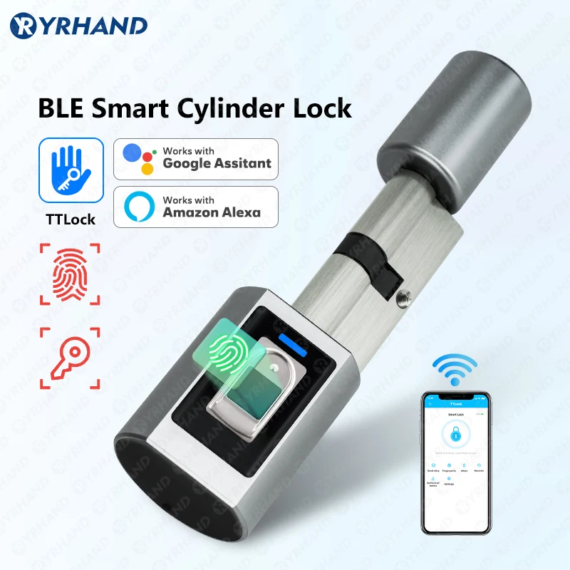 Ttlock Fingerprint Smart adjust Cylinder Lock password Biometric Electronic door Lock with digital Keypad Home intelligent lock Smart Lock